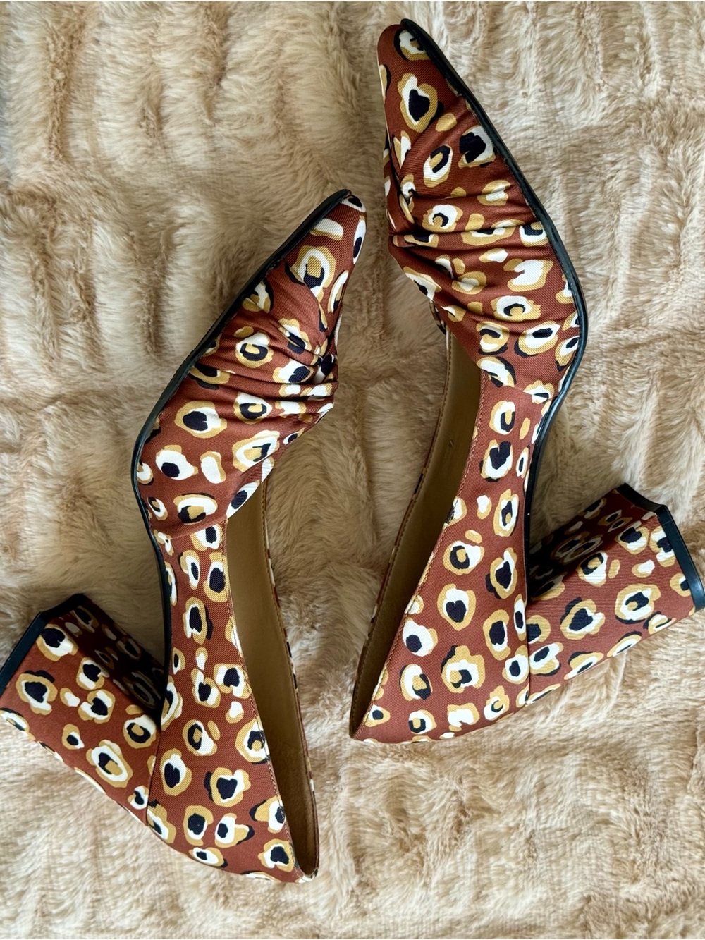 Naturalizer Helena Leopard-Pattern Brown Multi Block Heel Pumps